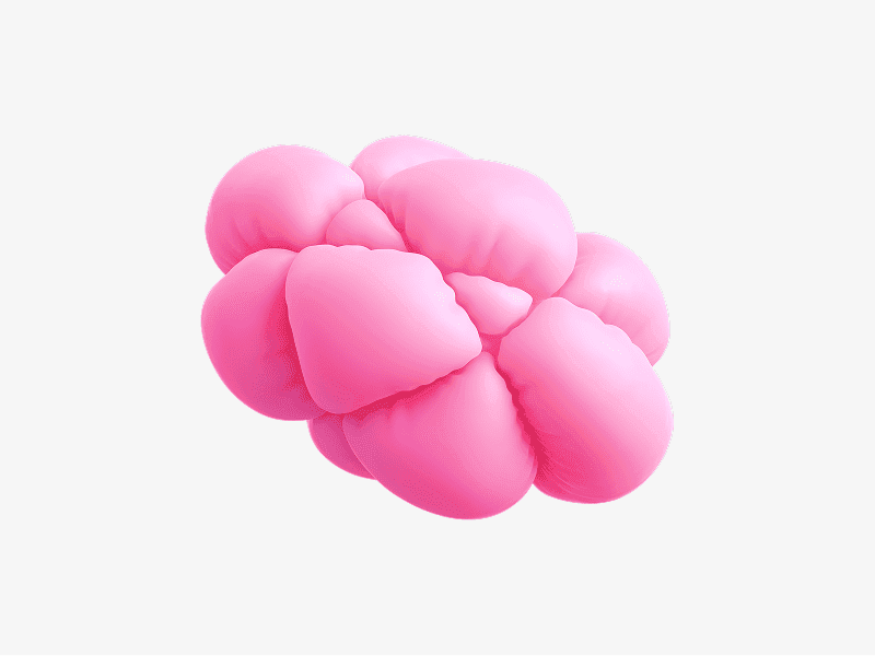 Pink inflatable cloud-like shape with rounded lobes