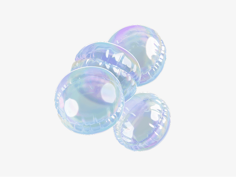 Transparent inflatable bubble with shiny surface