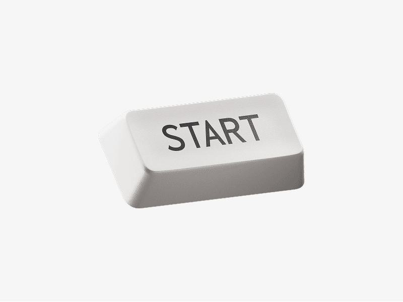 White keyboard keycap with start label shown as a 3D illustration