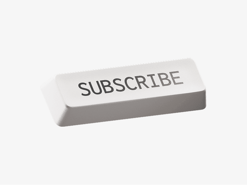 White keyboard keycap with subscribe label shown as a 3D illustration