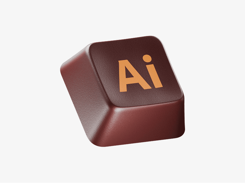Colored keycap with Illustrator logo shown as a 3D illustration
