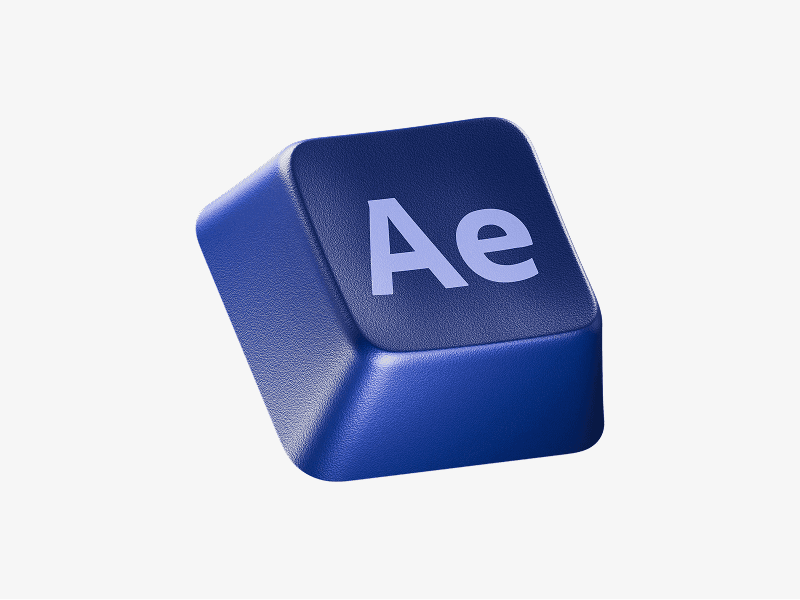 Colored keycap with After Effects logo shown as a 3D illustration