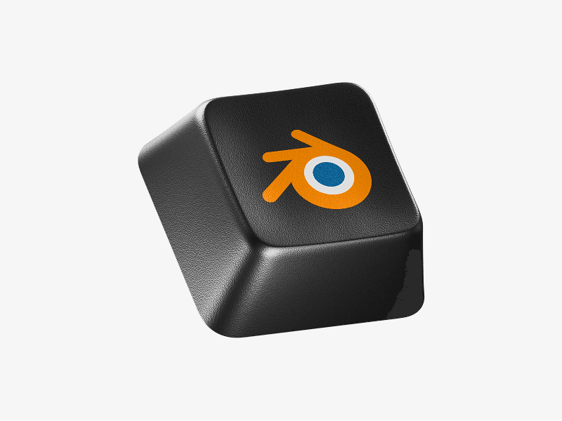 Black keycap with Blender logo shown as a 3D illustration