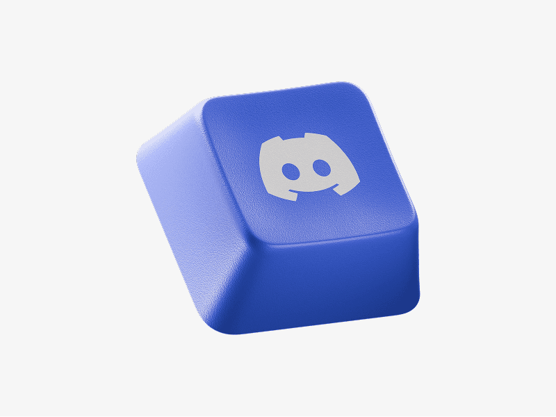Blue keycap with Discord logo shown as a 3D illustration