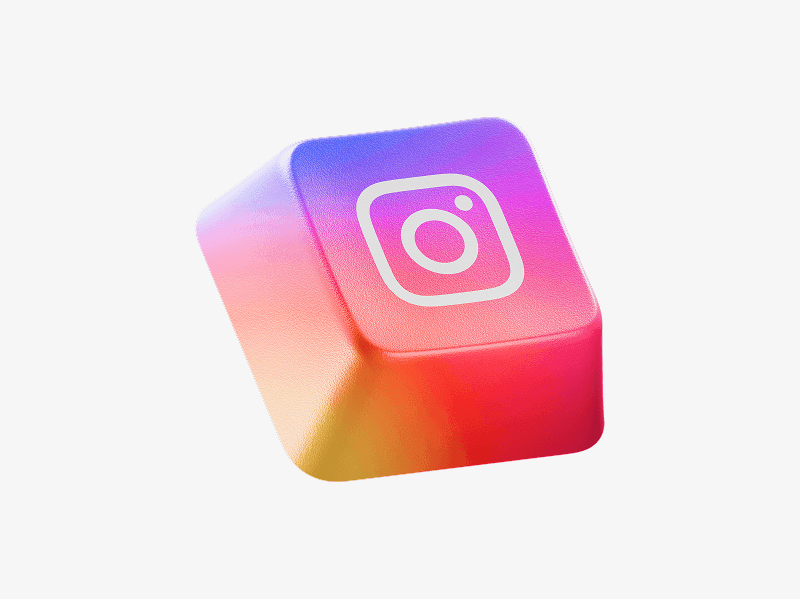 Gradient keycap with Instagram logo shown as a 3D illustration