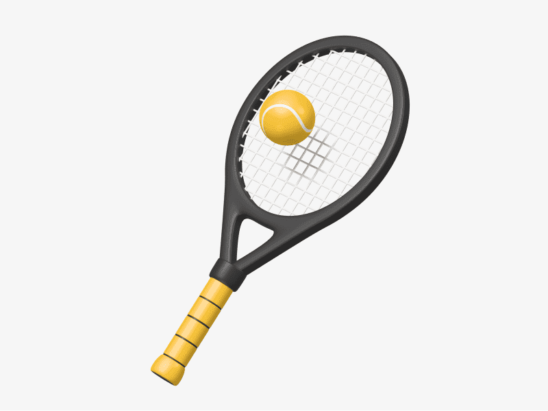 3D illustration of a tennis racket with ball