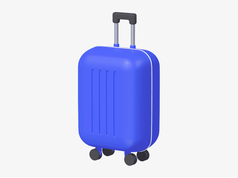 3D illustration of a blue travel suitcase
