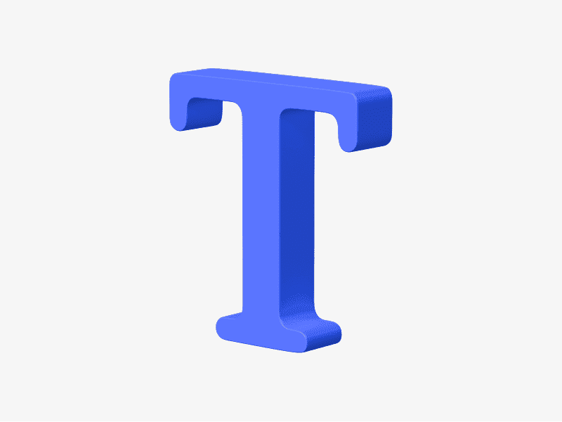 3D illustration of a blue letter T