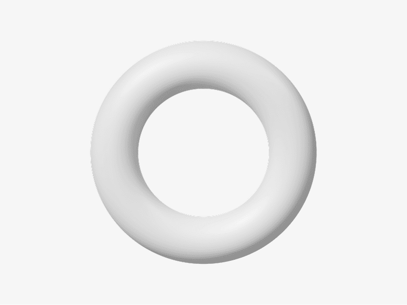 3D illustration of a white circular ring