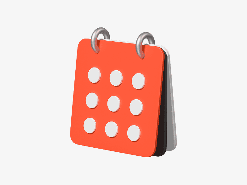 3D illustration of a red calendar icon