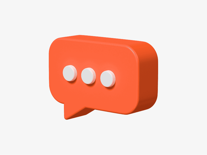 3D illustration of an orange chat bubble icon