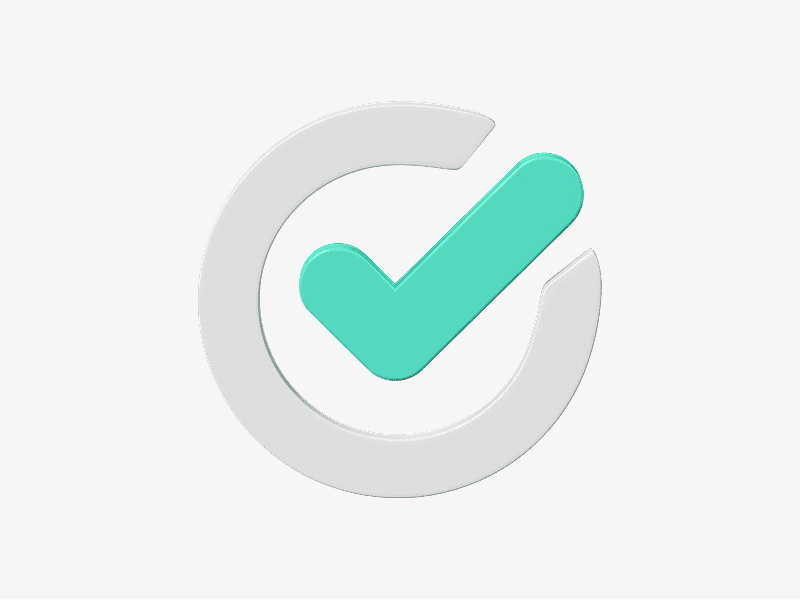 3D illustration of a check mark inside a circle