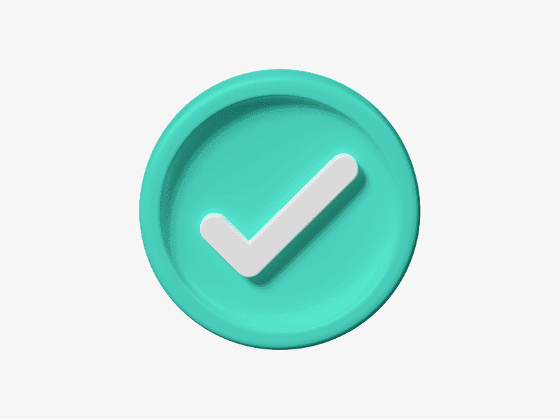 3D illustration of a green check mark badge