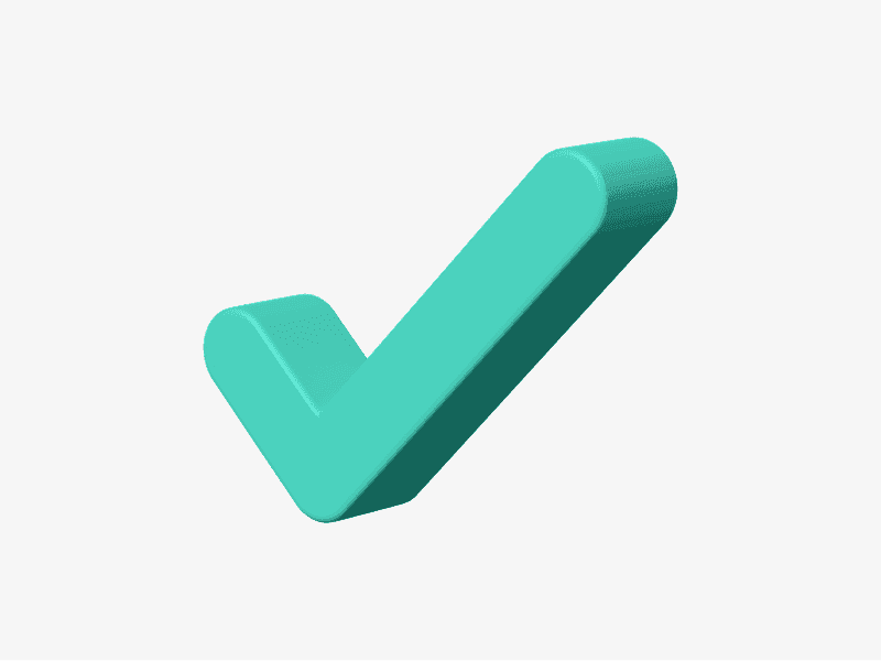 3D illustration of a green check mark icon