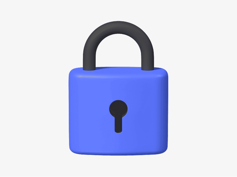 3D illustration of a blue padlock