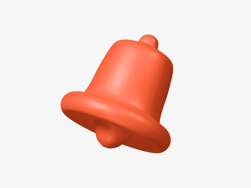 Orange notification bell 3D illustration