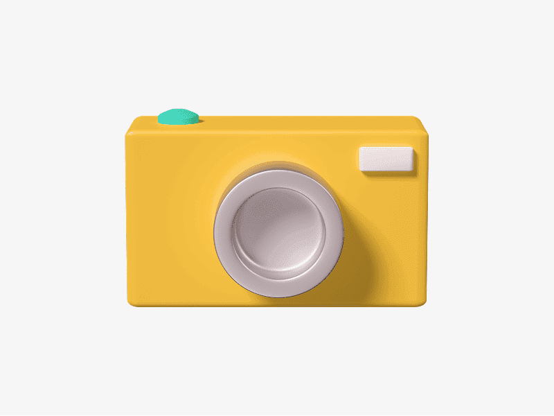 Front view yellow camera 3D illustration