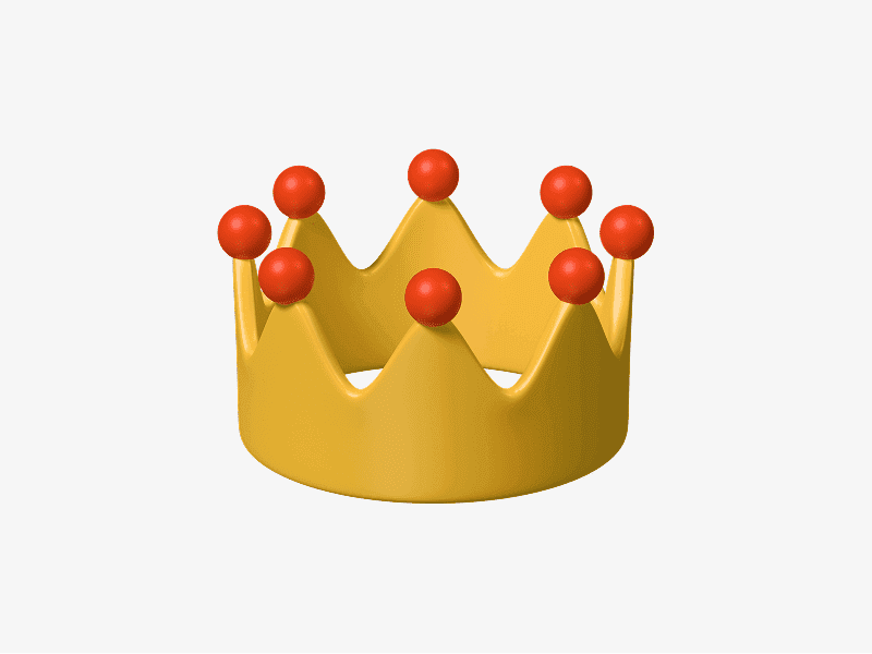 Gold crown 3D illustration with red details