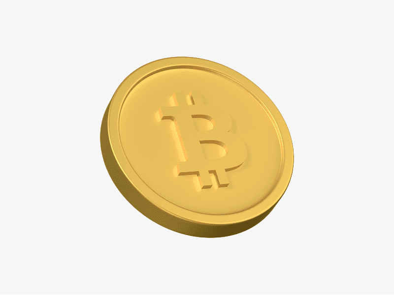 Gold bitcoin coin 3D illustration