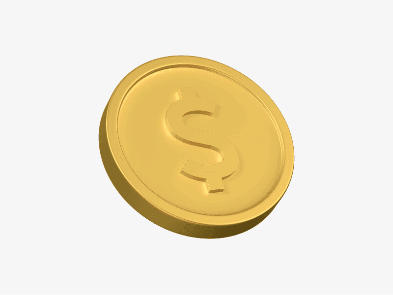 Gold dollar coin 3D illustration