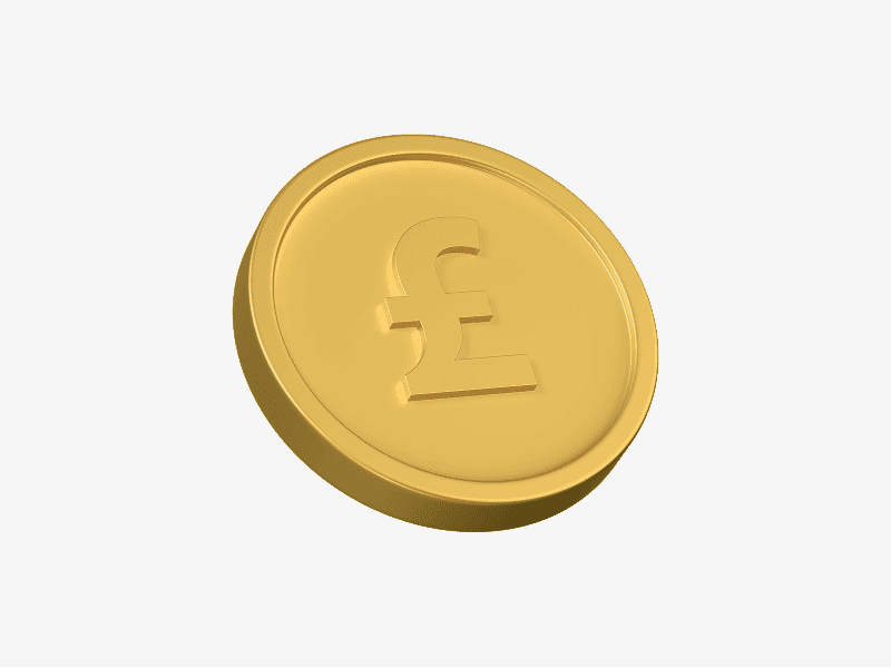 Gold pound coin 3D illustration