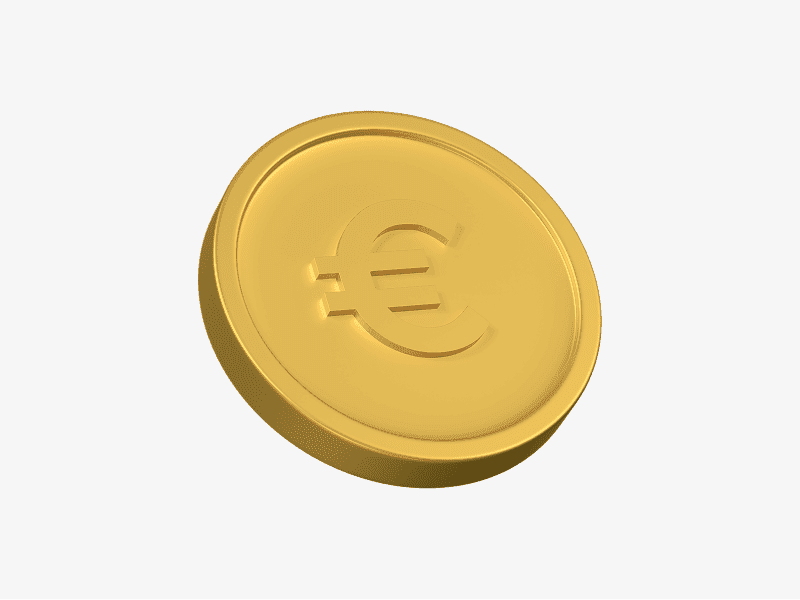 Gold euro coin 3D illustration