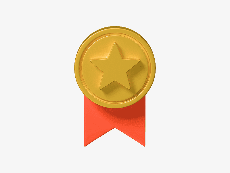 Award medal 3D illustration with star