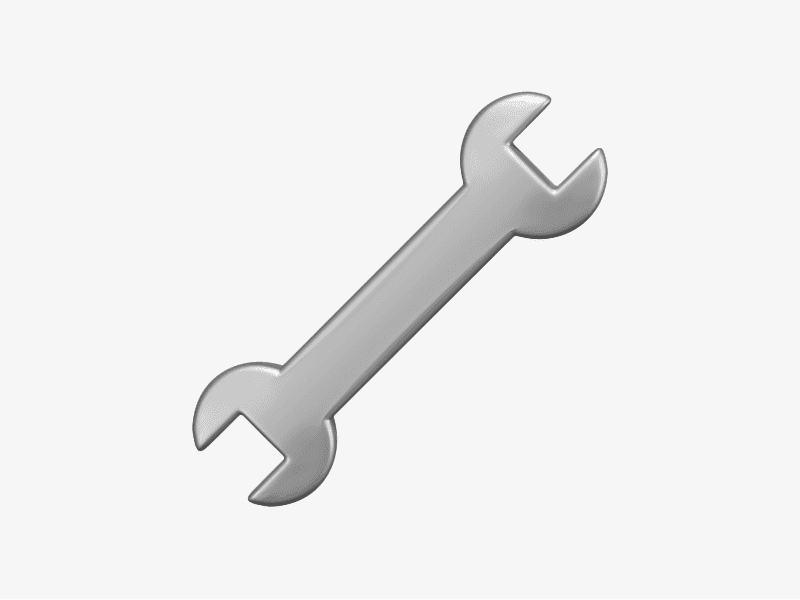 3D illustration of a metallic wrench tool