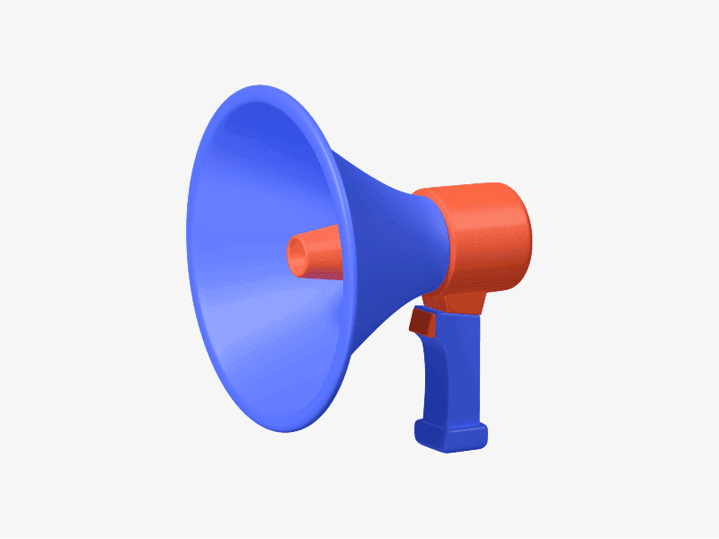 Megaphone 3D illustration in blue and orange
