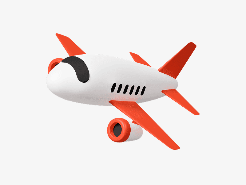 White and orange airplane 3D illustration