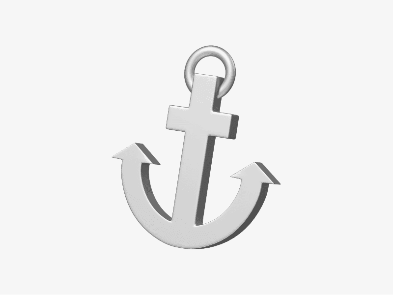 3D illustration of a metallic anchor icon