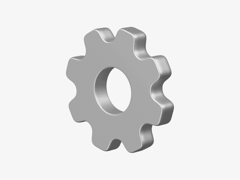 3D illustration of a metallic gear with a round opening
