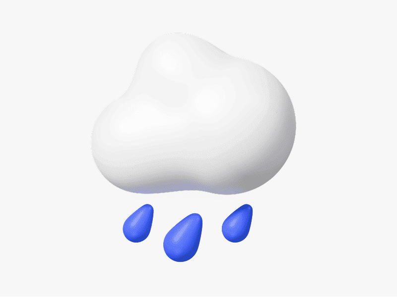 3D illustration of a cloud with raindrops