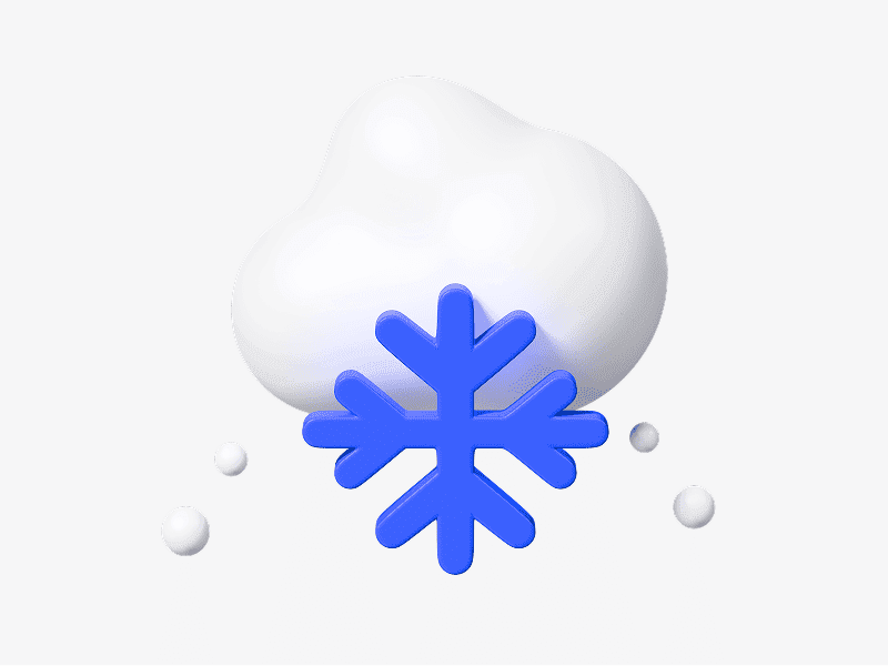 3D illustration of a cloud with snowflake symbol