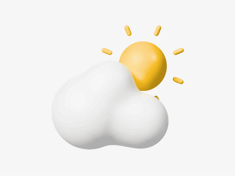 3D illustration of a cloud with sun behind it
