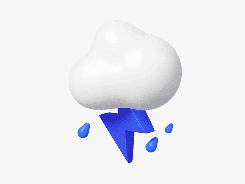 3D illustration of a cloud with lightning bolt