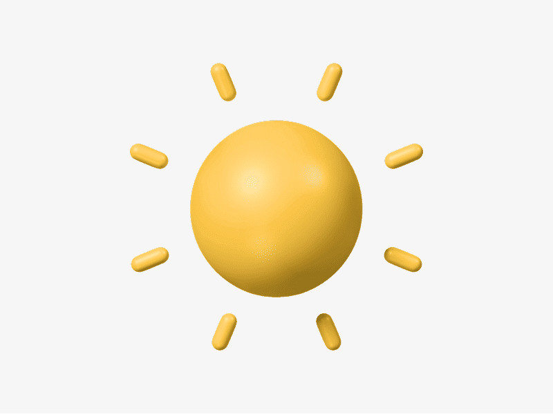 3D illustration of a bright sun icon