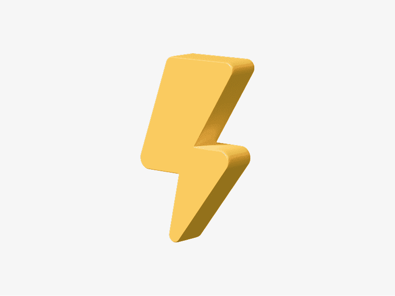 3D illustration of a lightning bolt icon