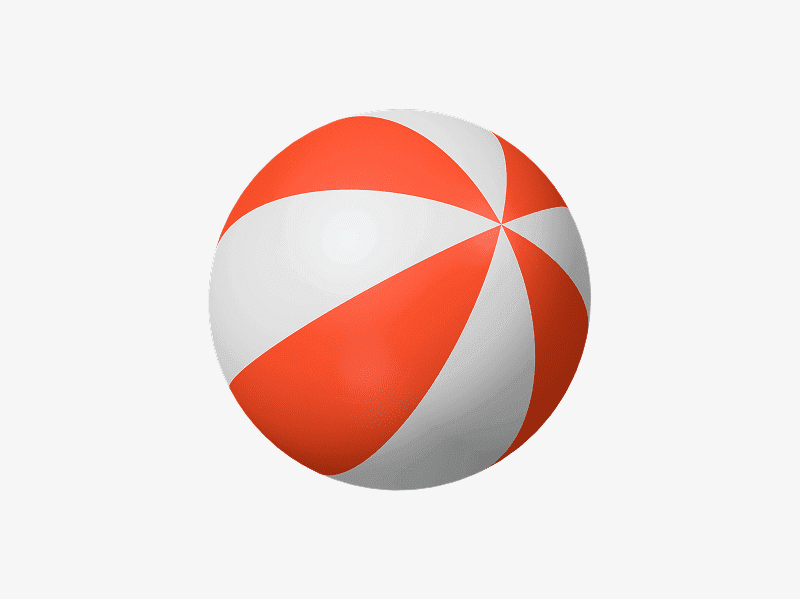 3D illustration of an orange and white beach ball