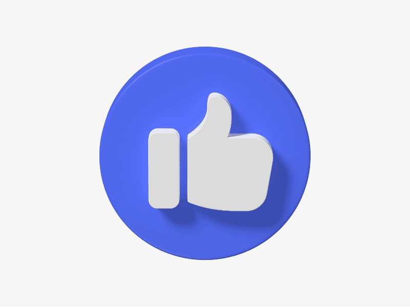 3D illustration of a thumbs up icon