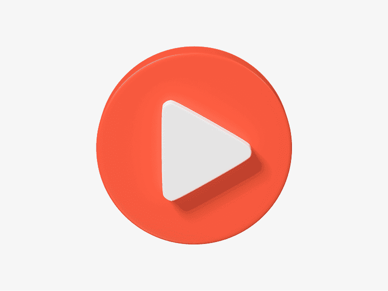 3D illustration of a round play icon