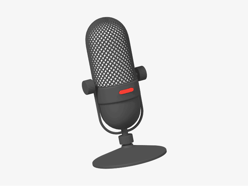 3D illustration of a microphone on a stand