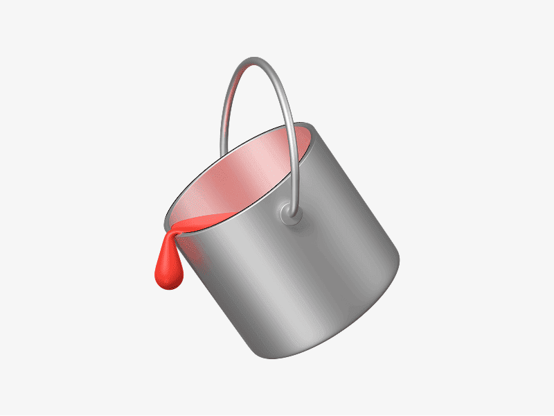 3D illustration of a paint bucket with dripping paint