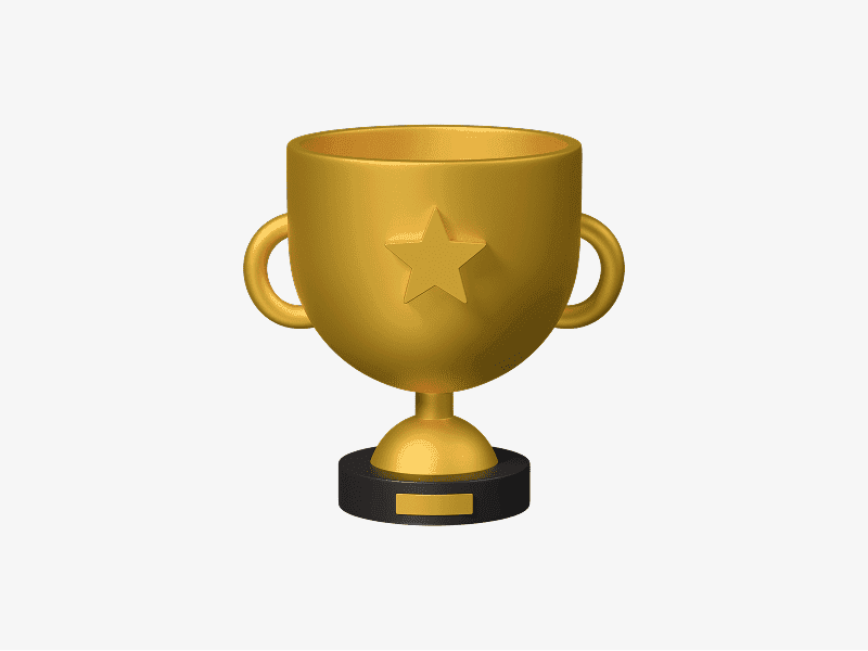 3D illustration of a gold trophy cup