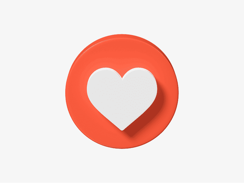 3D illustration of a heart inside a round icon