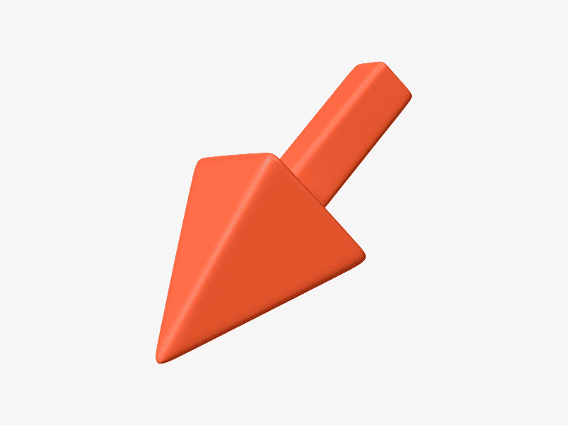 Orange 3D cursor arrow illustration with smooth surface