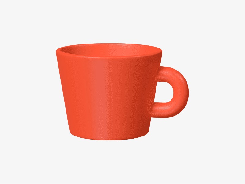 3D illustration of an orange coffee cup