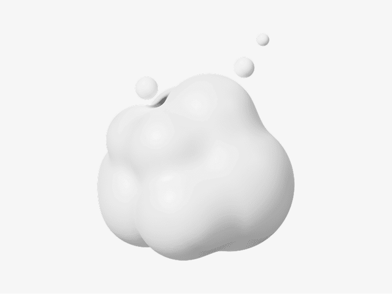 3D illustration of a white cloud shape