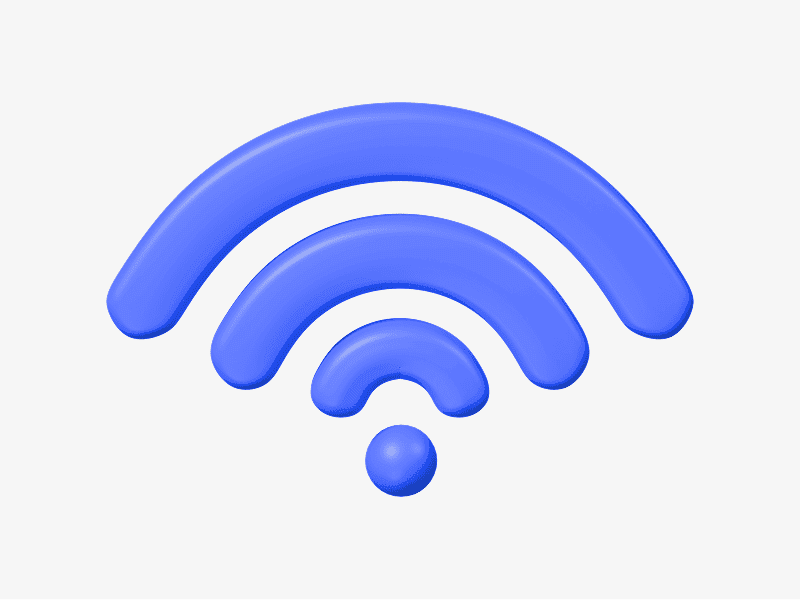 3D illustration of a blue WiFi signal icon