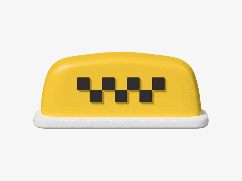 3D illustration of a yellow taxi sign